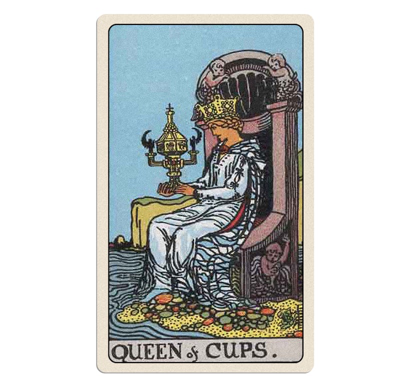 Your May 2024 tarot reading includes the Queen of Cups.