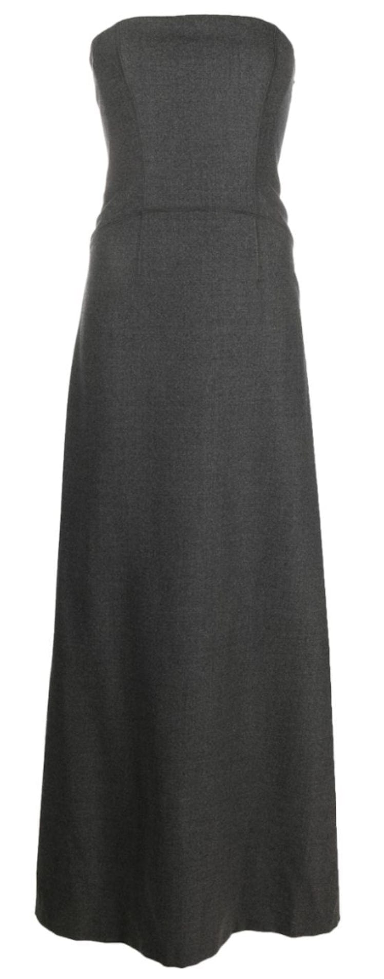 gray bustier maxi dress
