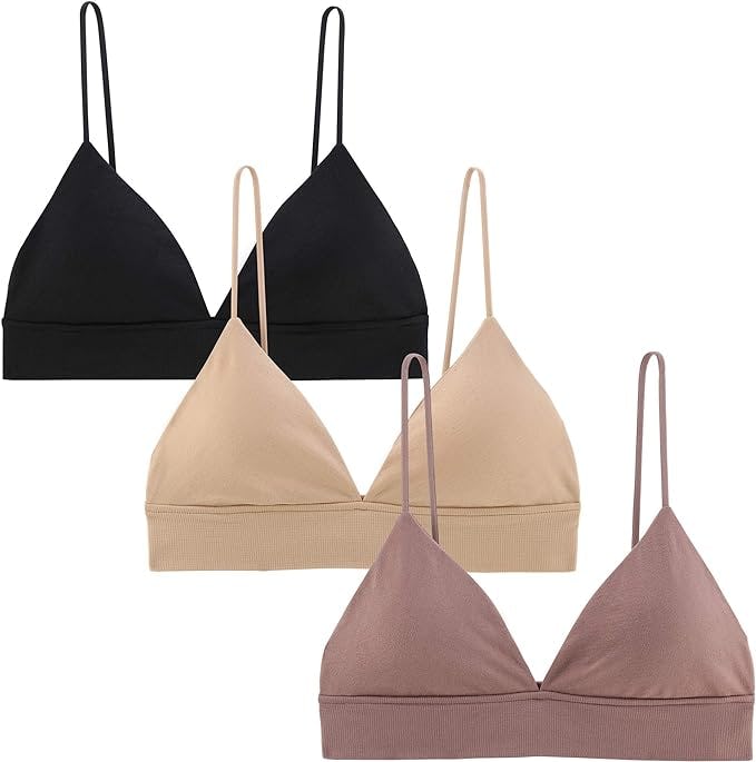 INIBUD Padded Triangle Cup Bra (3-Pack)