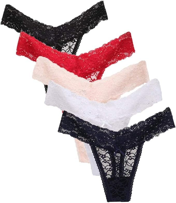 UWOCEKA Lace Thong Underwear (5-Pack)