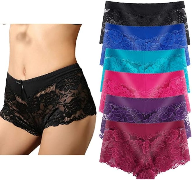YaoKing Lace Boyshort Underwear (6-Pack)