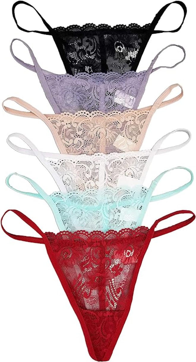Vision Underwear Floral Lace G-String Thong Underwear (6-Pack)