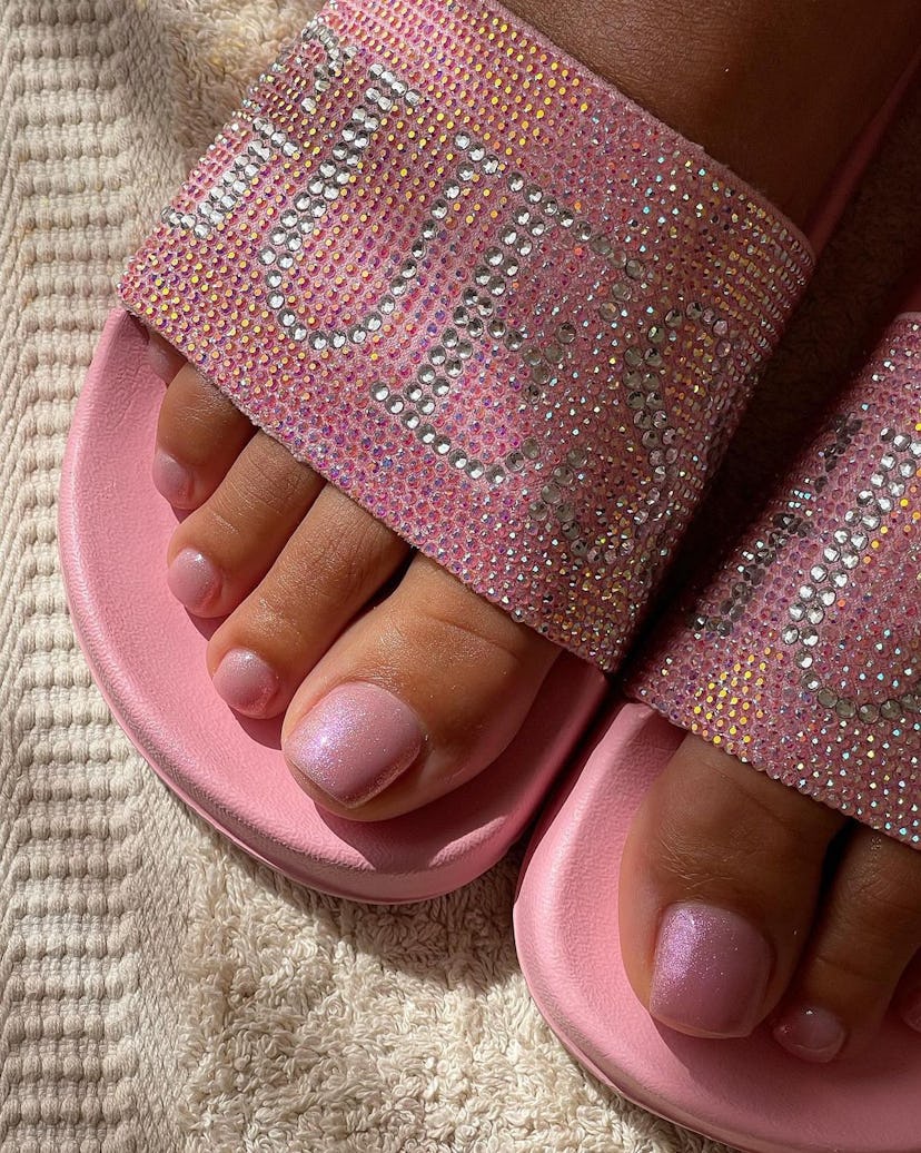 Try a glittering pink pedicure.