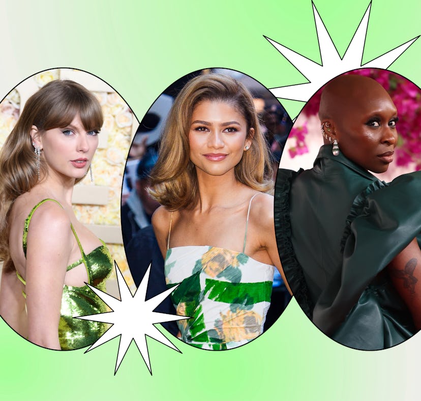 Taylor Swift, Zendaya, and Cynthia Erivo in 2024's luckiest color: green.