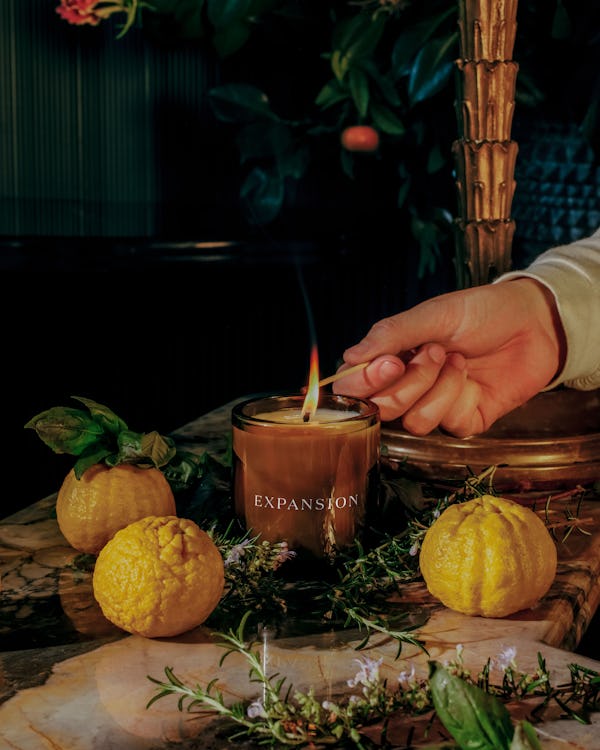 A Flamingo Estate candle created in collaboration with J.W. Marriott