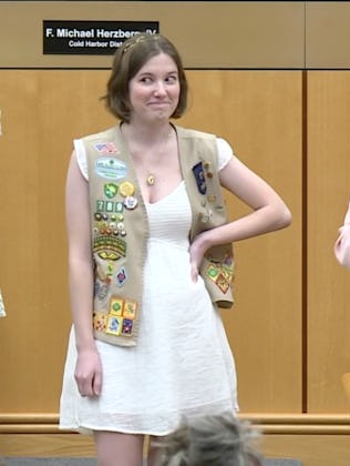 A "Gold Award" Girl Scout who is fighting banned books spoke out against being censored during a Sch...