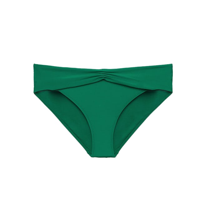 Bikini Brief in Green with Draped Waist
