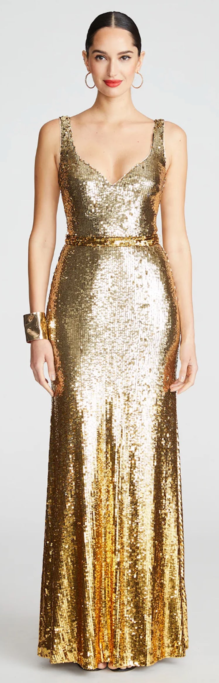 gold sequin gown