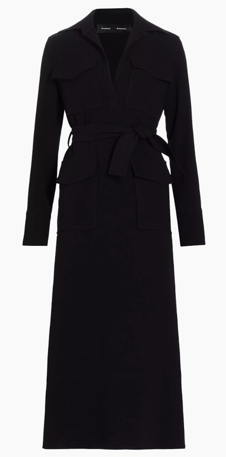 black belted midi dress