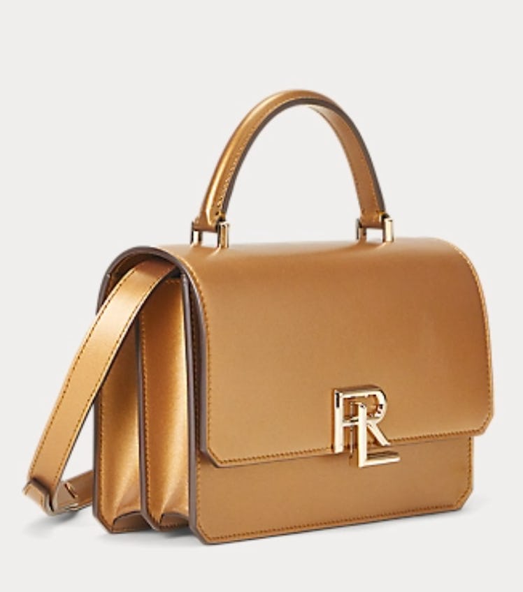 bronze top-handle handbag