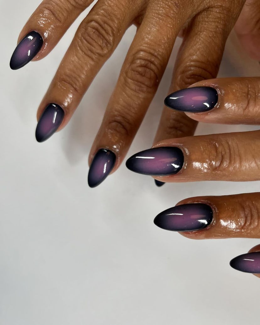 Try violet aura nail art.