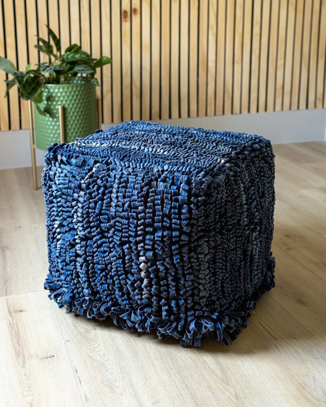 Dungaree Recycled Denim Pouf