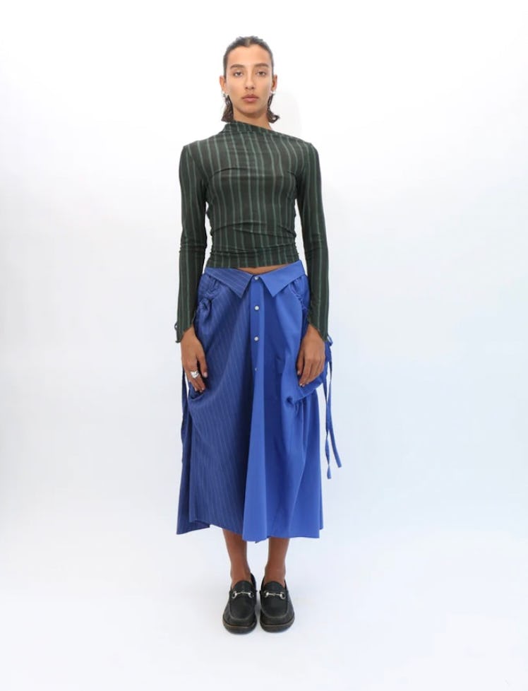 Blue Striped Pannier Skirt