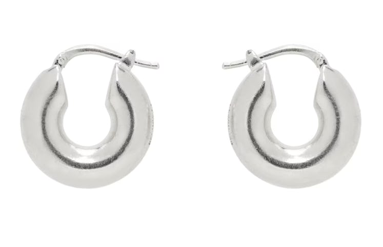 silver chunky hoop earrings
