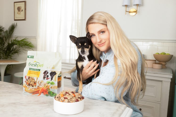 Meghan Trainor is on a "health grind" with her dogs, who inspired her partnership with Freshpet. 