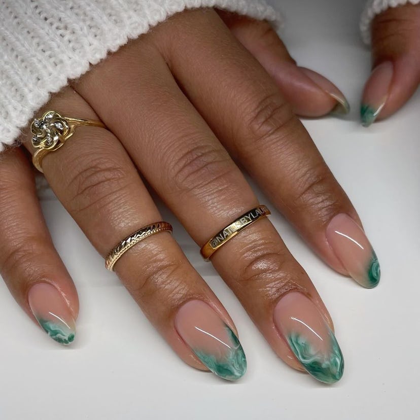 Try green watercolor French tips.