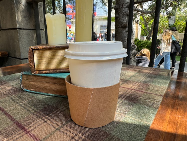 The warm Butterbeer is available for Universal Studios' Butterbeer season. 