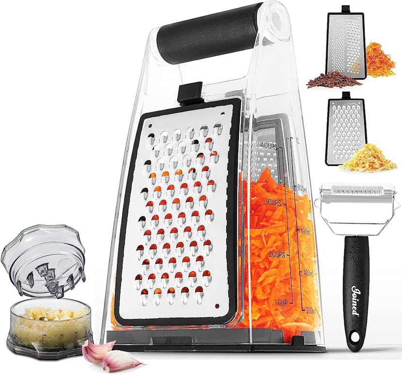 Joined Cheese Grater with Container and Garlic Mincer