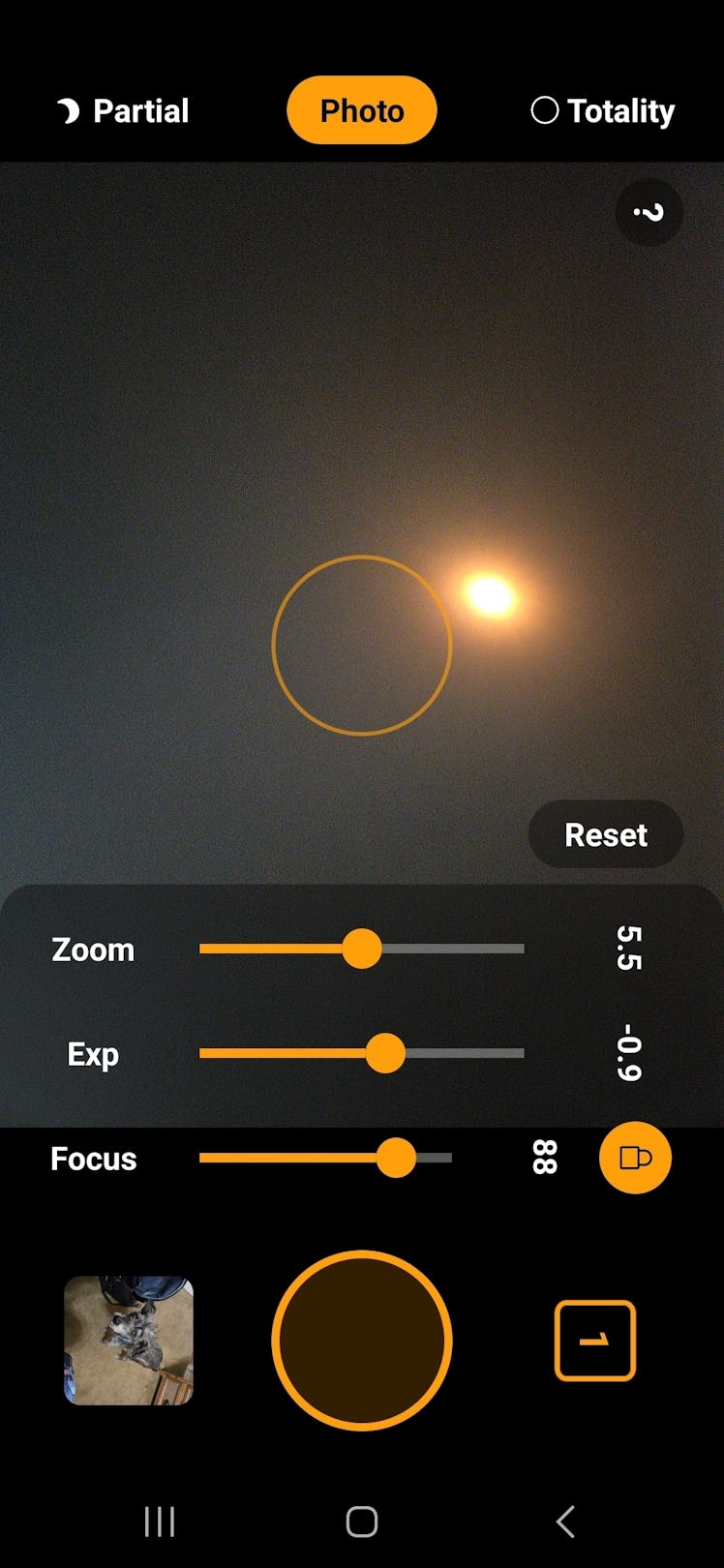 Solarsnap camera app screenshot