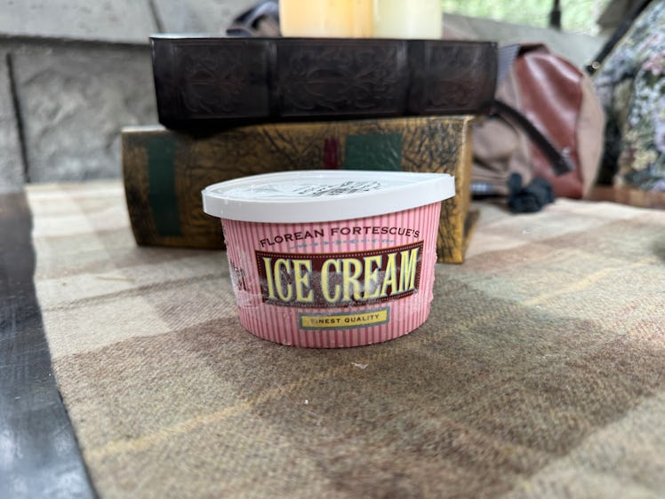 I tried the Butterbeer ice cream for Butterbeer season at the Wizarding World of Harry Potter. 