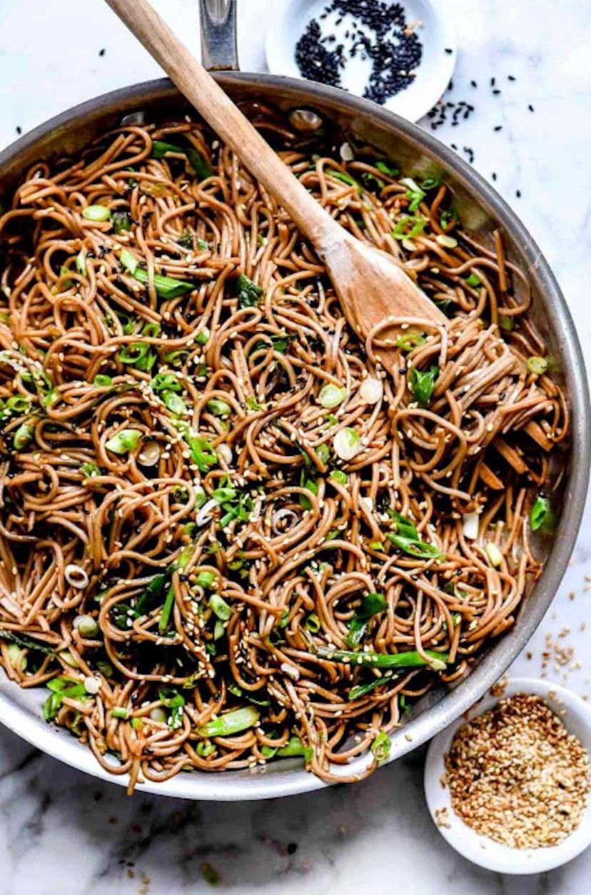 One great make ahead lunch idea is this sesame soba noodles recipe.