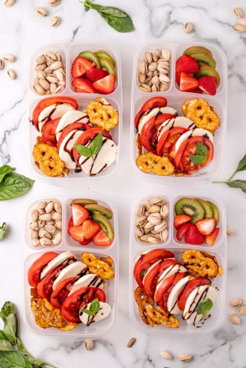 Caprese lunch boxes are an easy make ahead lunch idea.
