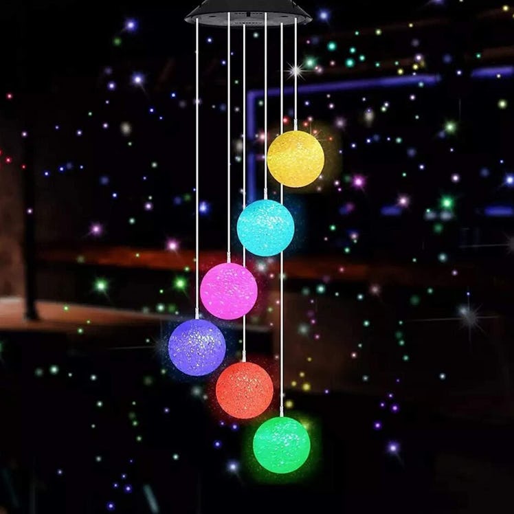 MorTime LED Solar Crystal Ball Wind Chime