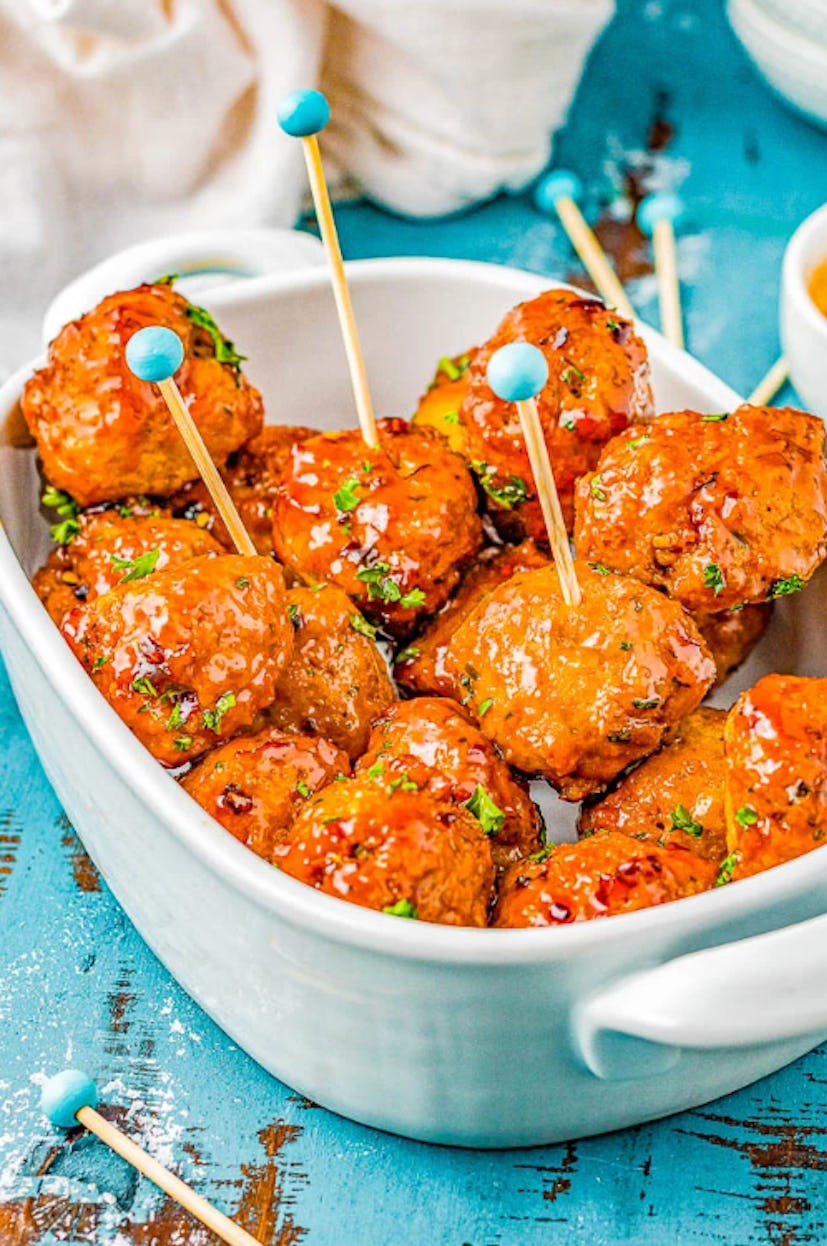 Make this air fryer chicken recipe for firecracker meatballs to spice up your next event.