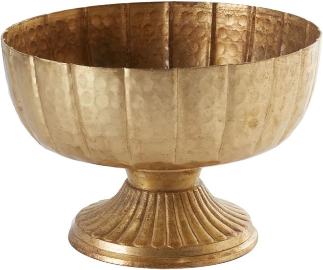 Accent Decor Distressed Gold Metal Compote Bowl