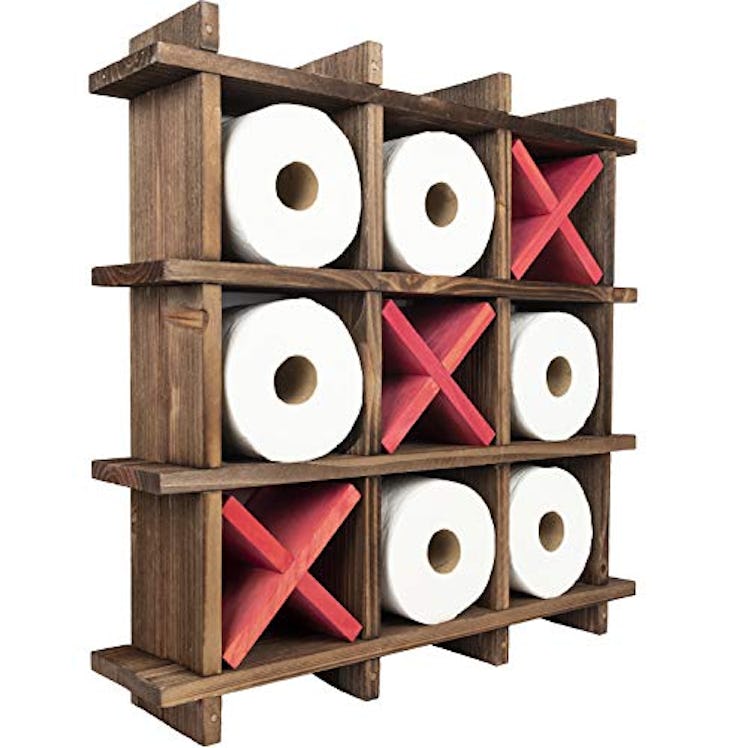 EXCELLO GLOBAL PRODUCTS Rustic Wooden Toilet Paper Holder