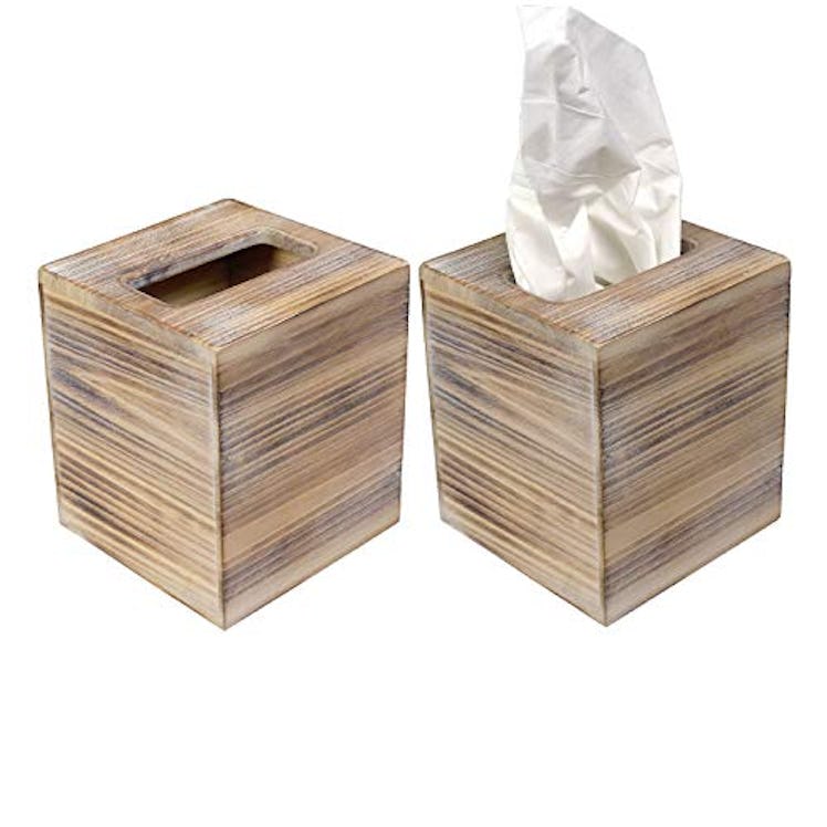 EXCELLO GLOBAL PRODUCTS Barn Wood Tissue Box (2-Pack)