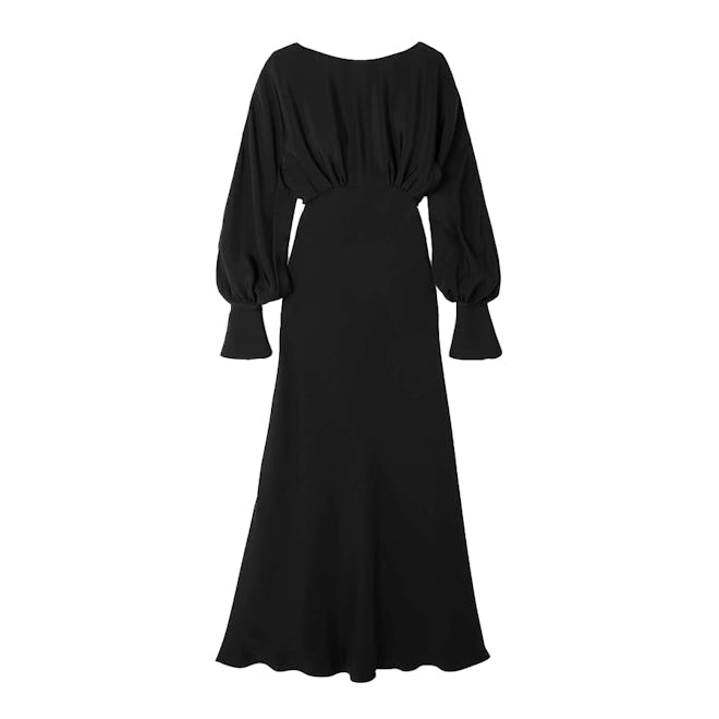 Atelier Jolie Open-Back Gathered Silk-Cady Maxi Dress