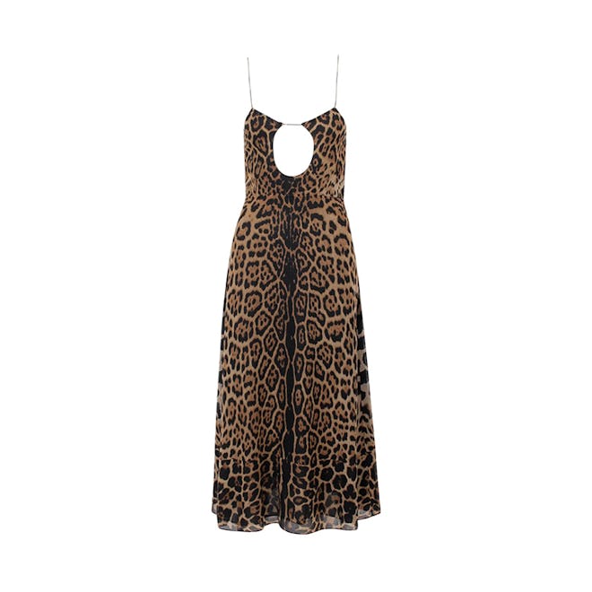 Leopard Printed Pleated Midi Dress