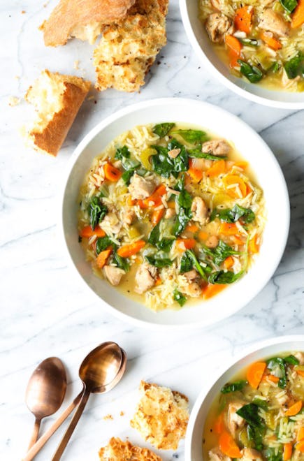 Lemon chicken orzo soup is a healthy slow cooker recipe for busy weeknights.