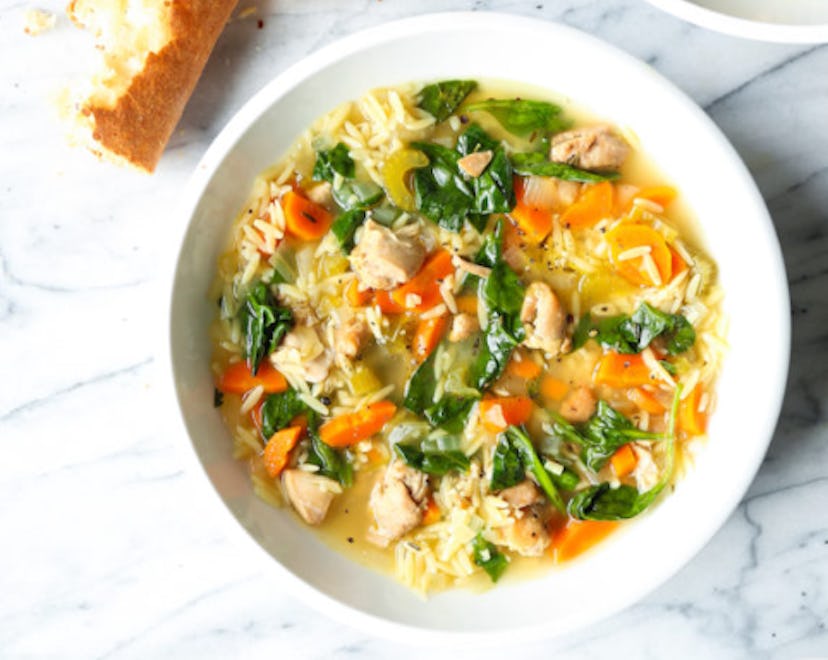 Lemon chicken orzo soup is a healthy slow cooker recipe for busy weeknights.