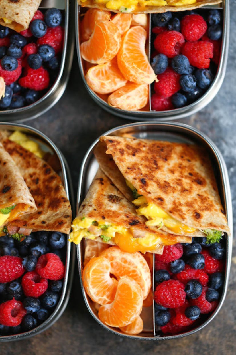 Ham, egg, and cheese breakfast quesadillas is a make-ahead breakfast for busy sports mornings. 