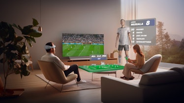 Watching a soccer match with Immersiv's heads-up display