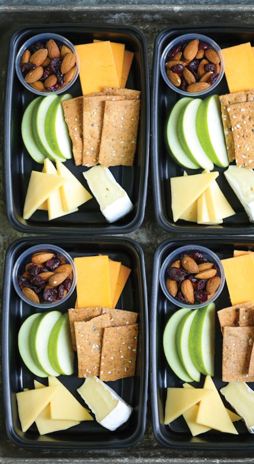 One of the best make-ahead breakfasts for busy sports mornings is cheese and fruit bistro boxes.