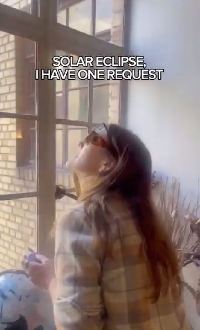 Drew Barrymore posted a reel during the 2024 solar eclipse.