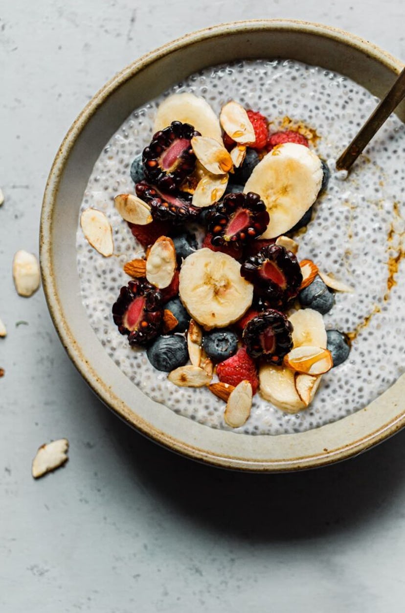 Overnight chia pudding is a make-ahead breakfast for busy sports mornings. 
