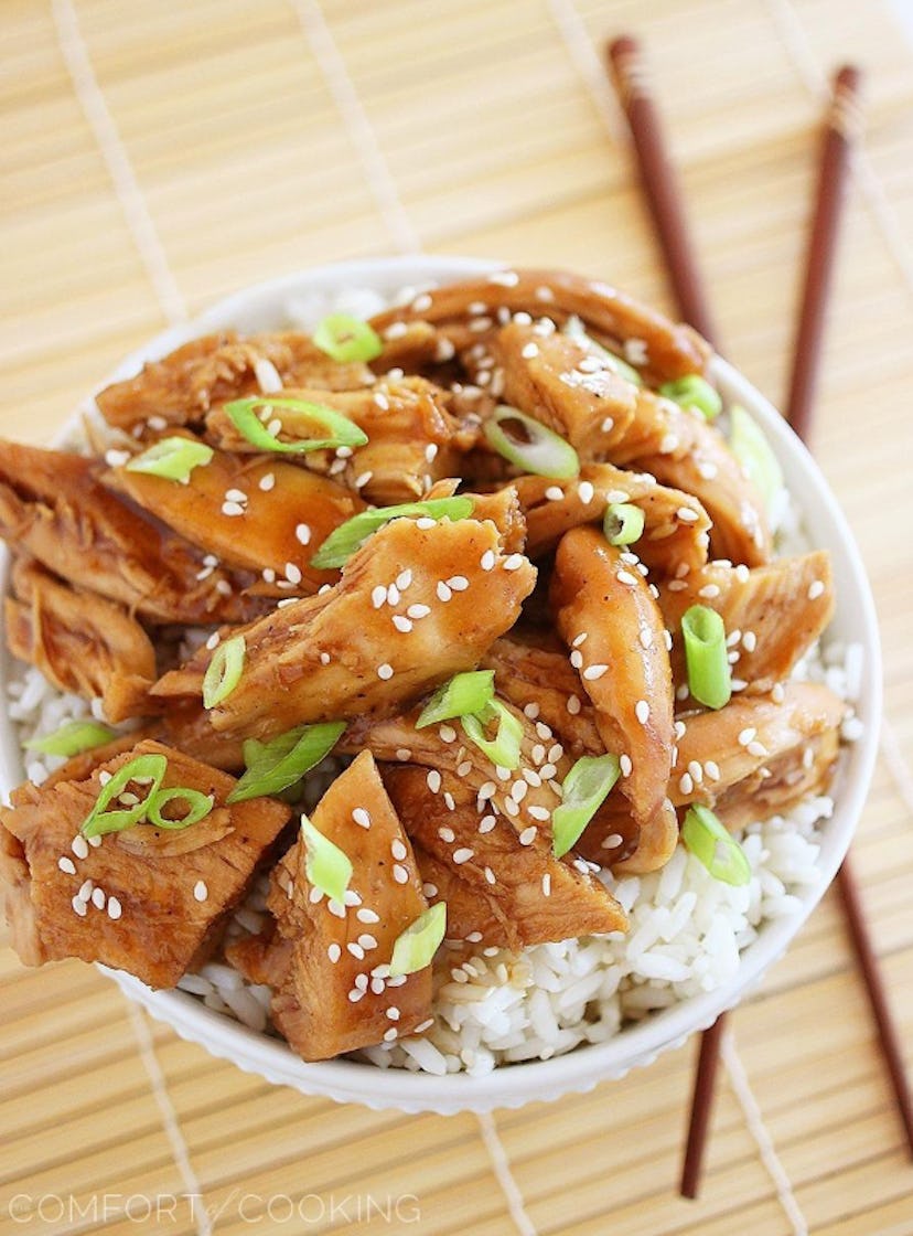 One of the best healthy slow cooker recipes for busy weeknights is teriyaki chicken.