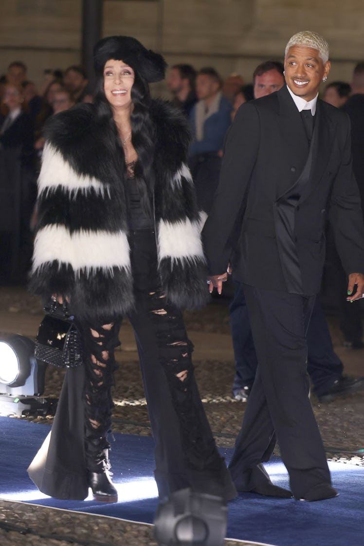 Cher and Alexander Edwards are seen at the Dolce&Gabbana 40th Anniversary party on April 06, 2024 in...