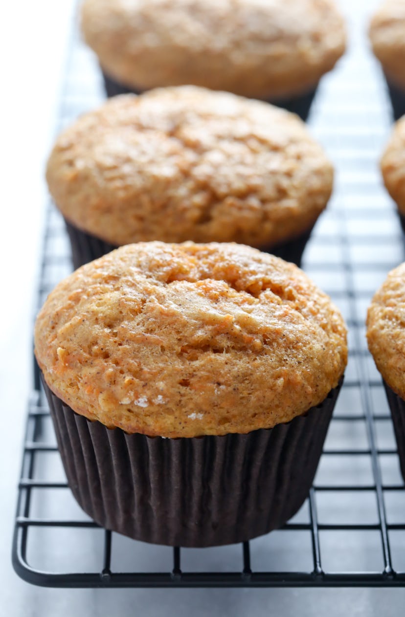 Applesauce carrot cake muffins are a make-ahead breakfast for busy sports mornings. 