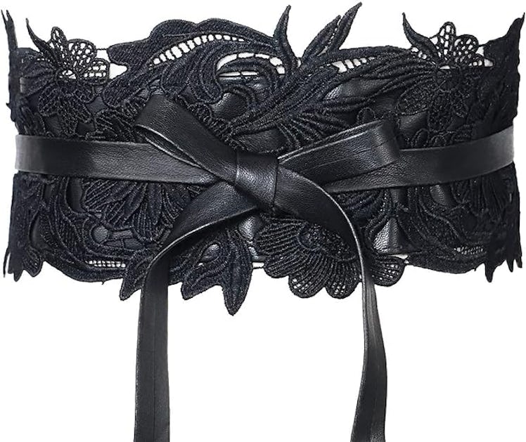 Lovful Faux Leather And Lace Wrap Around Waist Belt