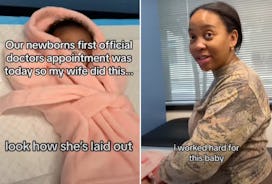 A new mom shared a hack to keep her baby warm at the doctor. 