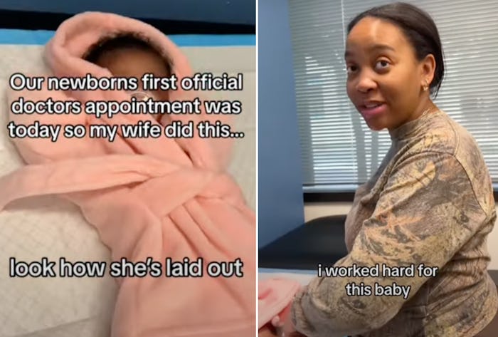 A new mom shared a hack to keep her baby warm at the doctor. 
