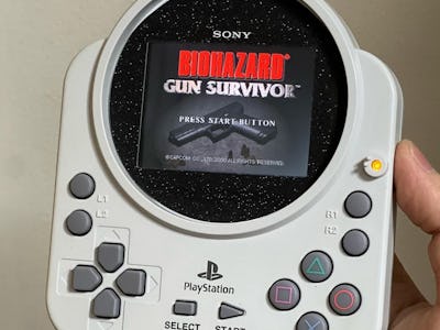 An exclusive PS1 controller modded into a retro gaming handheld