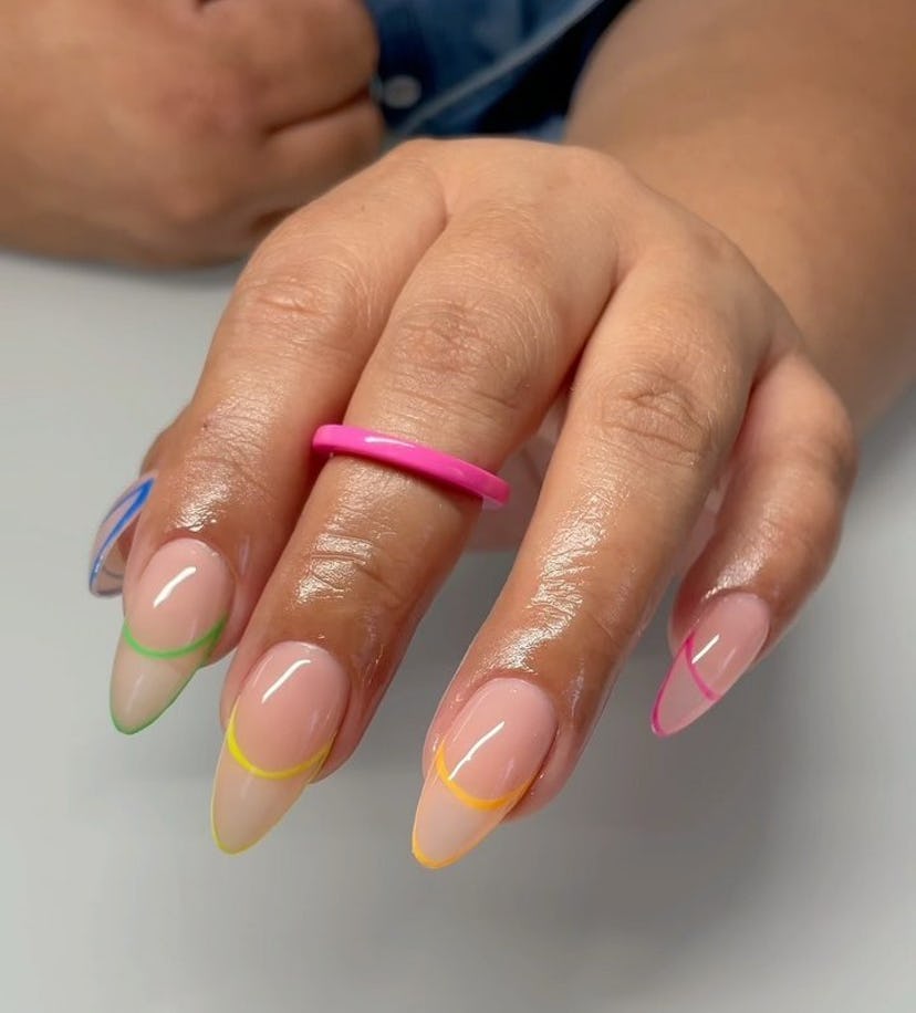 Try neon invisible French tip nails.