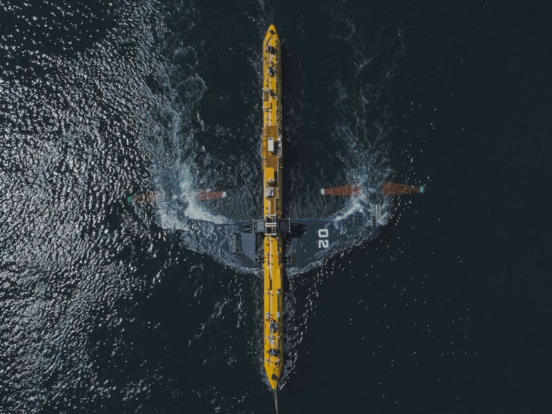 A tidal stream energy generator called the O2, made by Orbital Marine Power Ltd, extracts energy fro...