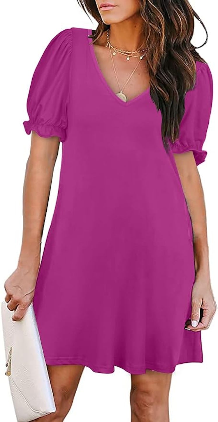 Aloodor Casual V-Neck Dress